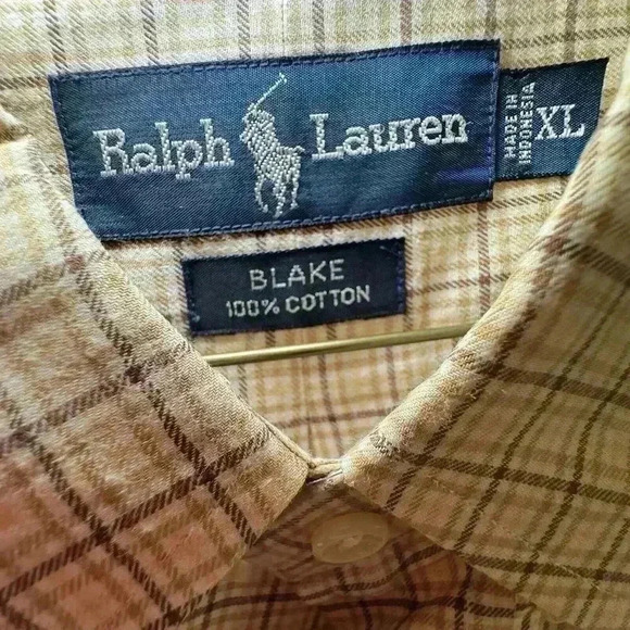 Vintage 90s Polo Ralph Lauren Blake XL Pony Plaid Pattern Casual Button Down - Picture 4 of 6